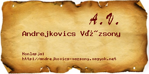 Andrejkovics Vázsony névjegykártya